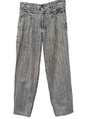 Vintage Zeppelin Unisex Size 32 x 28 Acid Wash High Rise Tapered Textured Jeans